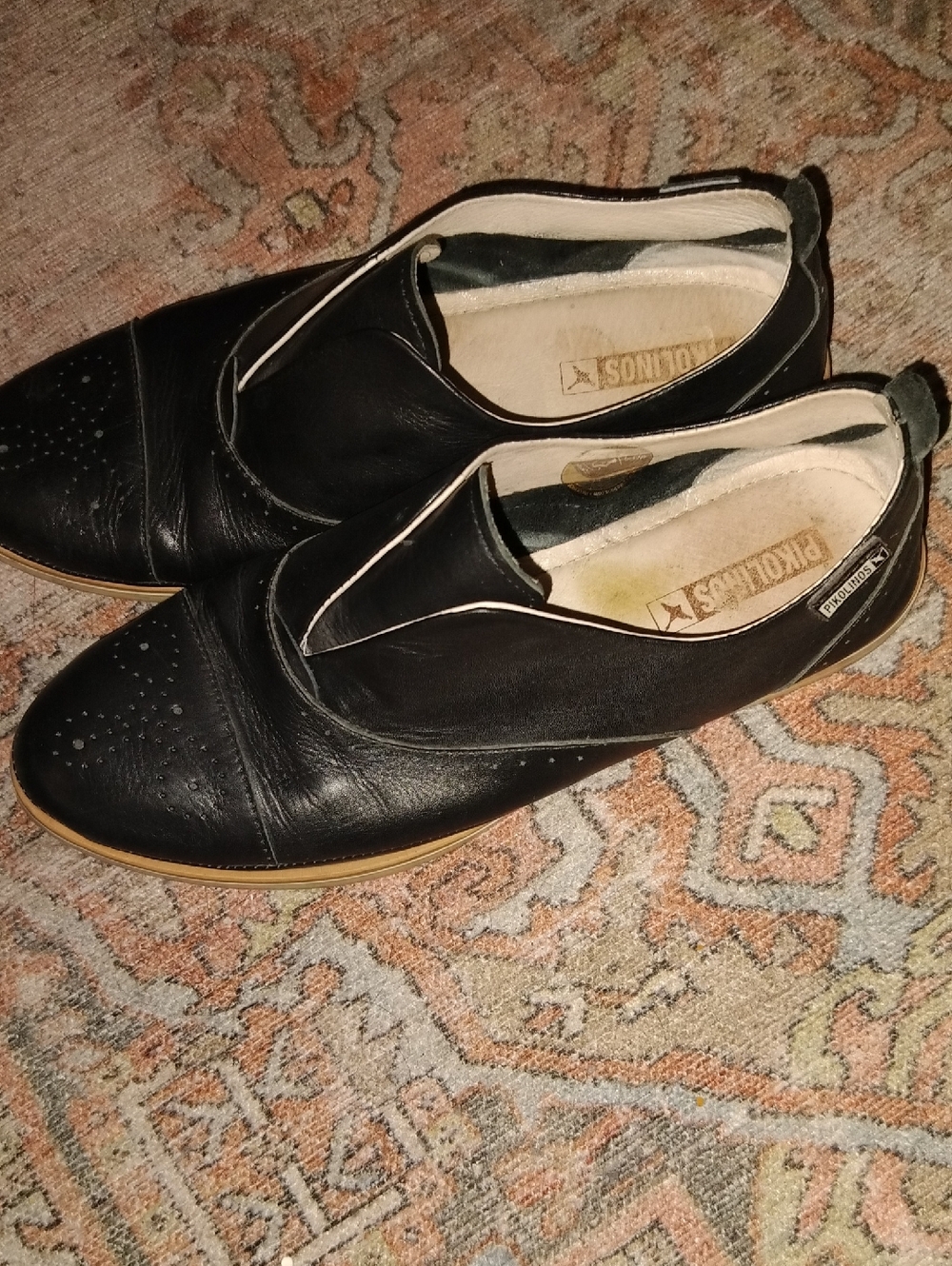 Pikolinos Black Genuine Leather Pyrgos Oxford Loafers Morocco Made 38 (7.5) - Picture 4 of 6